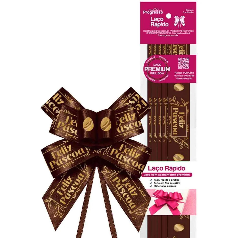 LACO PRONTO DECORADO 22MMX44CM CETIM FELIZ PASCOA FITAS PROGRESSO (PCT.C/05)