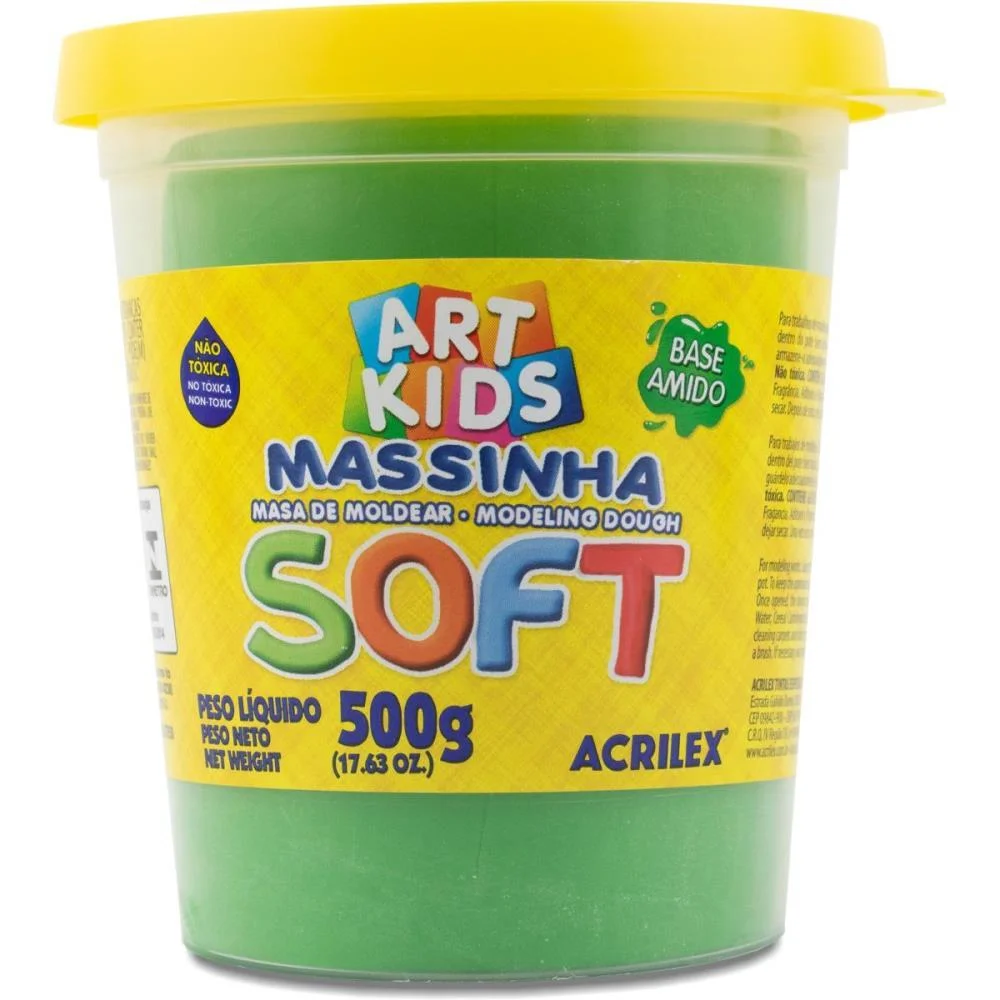 MASSA PARA MODELAR SOFT 500G.VERDE BS.AMIDO ACRILEX (POTE)