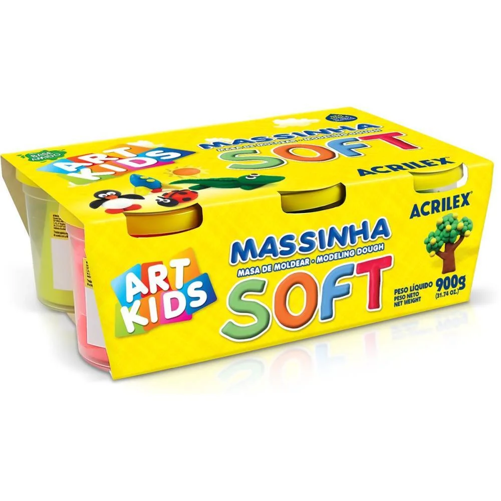 MASSA PARA MODELAR SOFT 150G.C/06 COR.FL.BS.AMIDO ACRILEX (CAIXA)