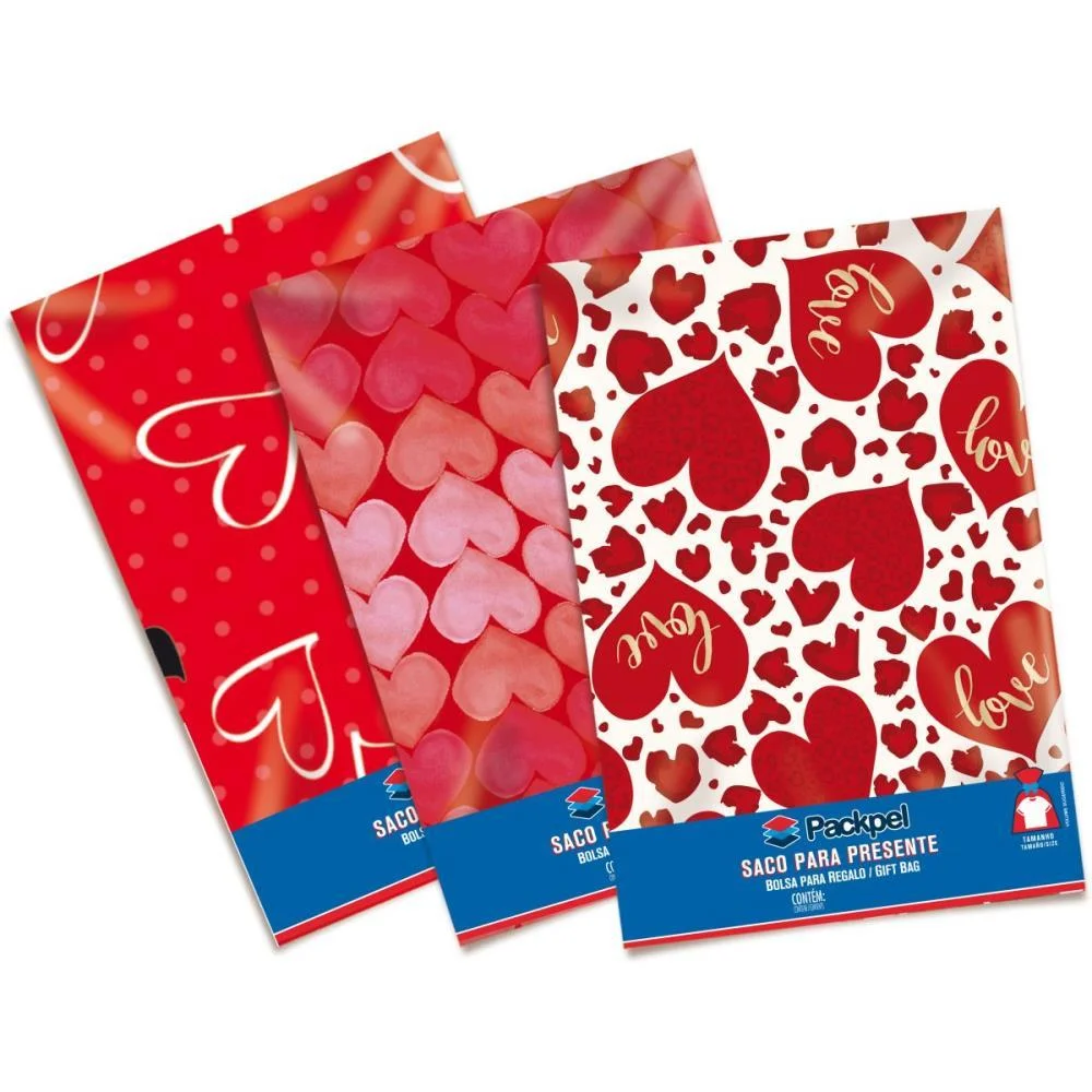 SACO METALIZADO 20X30CM ROMANTICO SORTIDO 20X29CM PACKPEL (PCT.C/100)