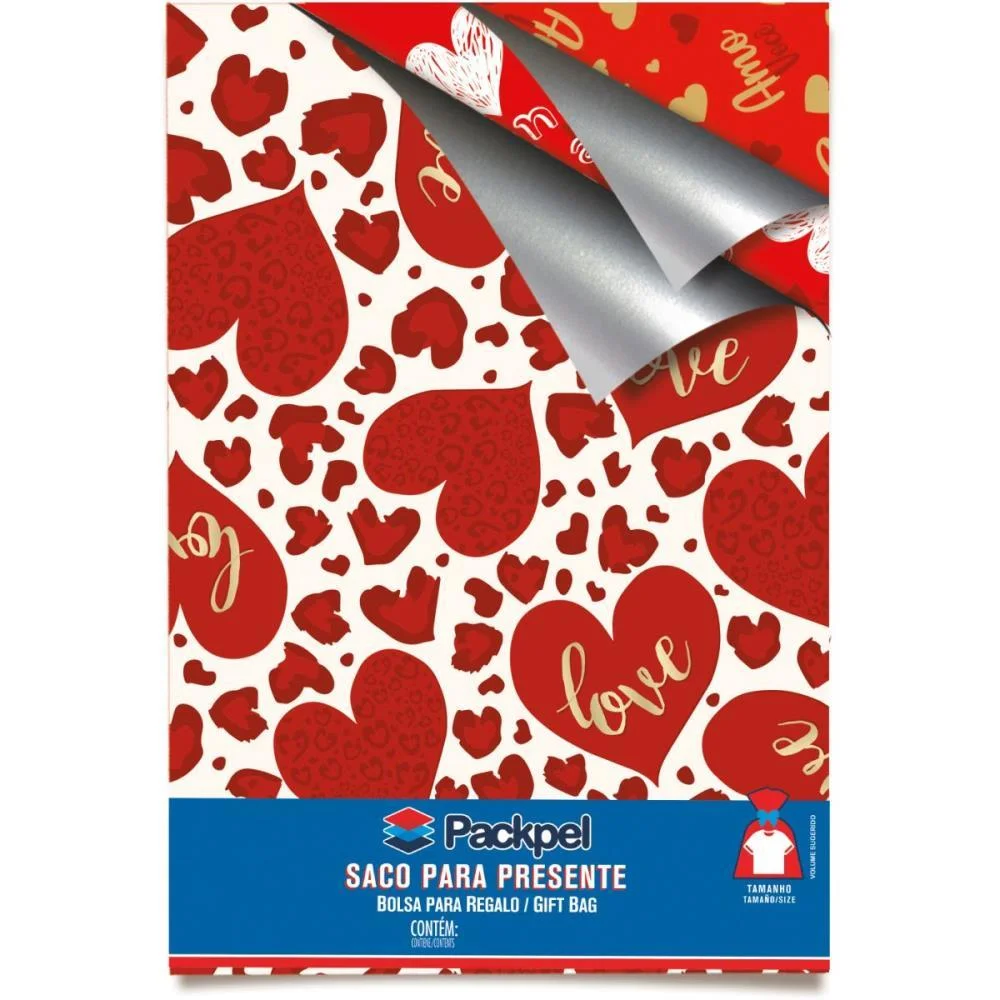 SACO METALIZADO 25X37CM ROMANTICO SORTIDOS PACKPEL (PCT.C/100)