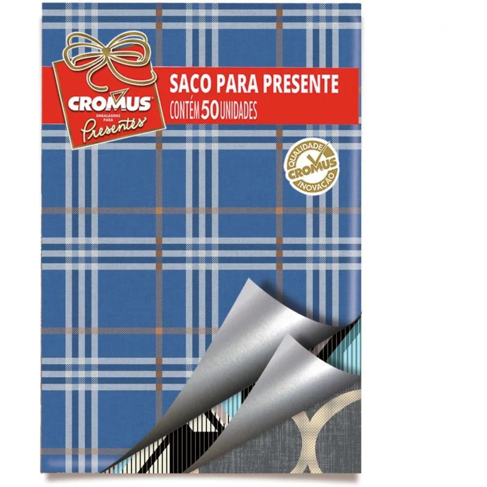 SACO METALIZADO 35X55CM MASCULINO SORTIDOS 35X54CM CROMUS (PCT.C/50)