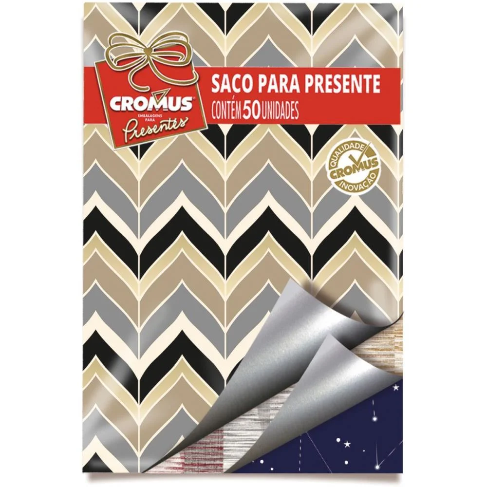 SACO METALIZADO 35X55CM CASUAL SORTIDO 35X54CM CROMUS (PCT.C/50)