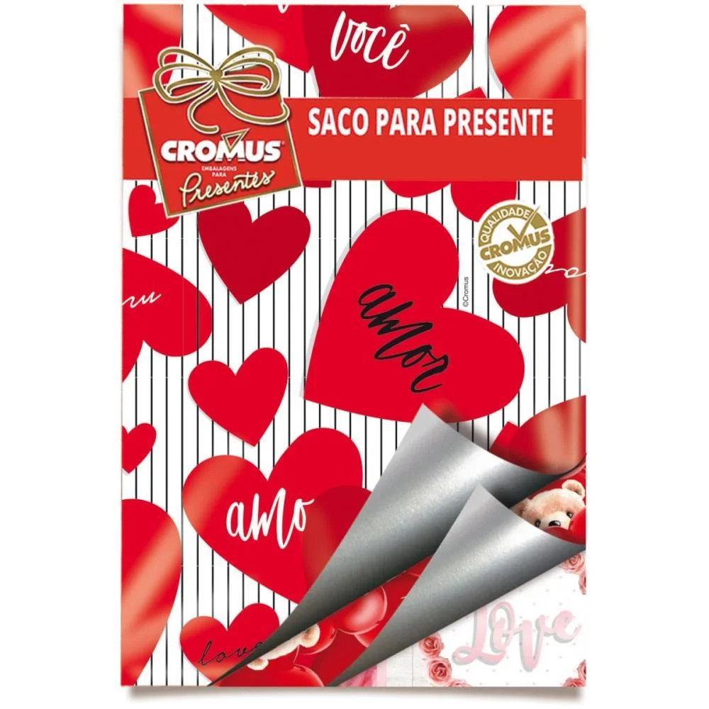 SACO METALIZADO 45X60CM ROMANTICO MIX SORTIDOS 45X59CM CROMUS (PCT.C/25)
