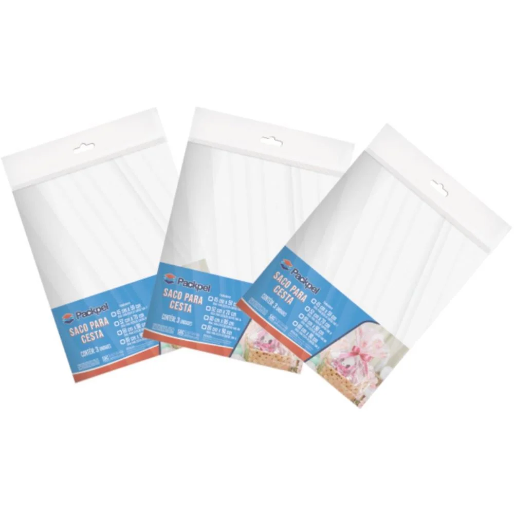 SACO PARA CESTA INCOLOR 52X70CM BLISTER C/01 PACKPEL (PCT.C/20)