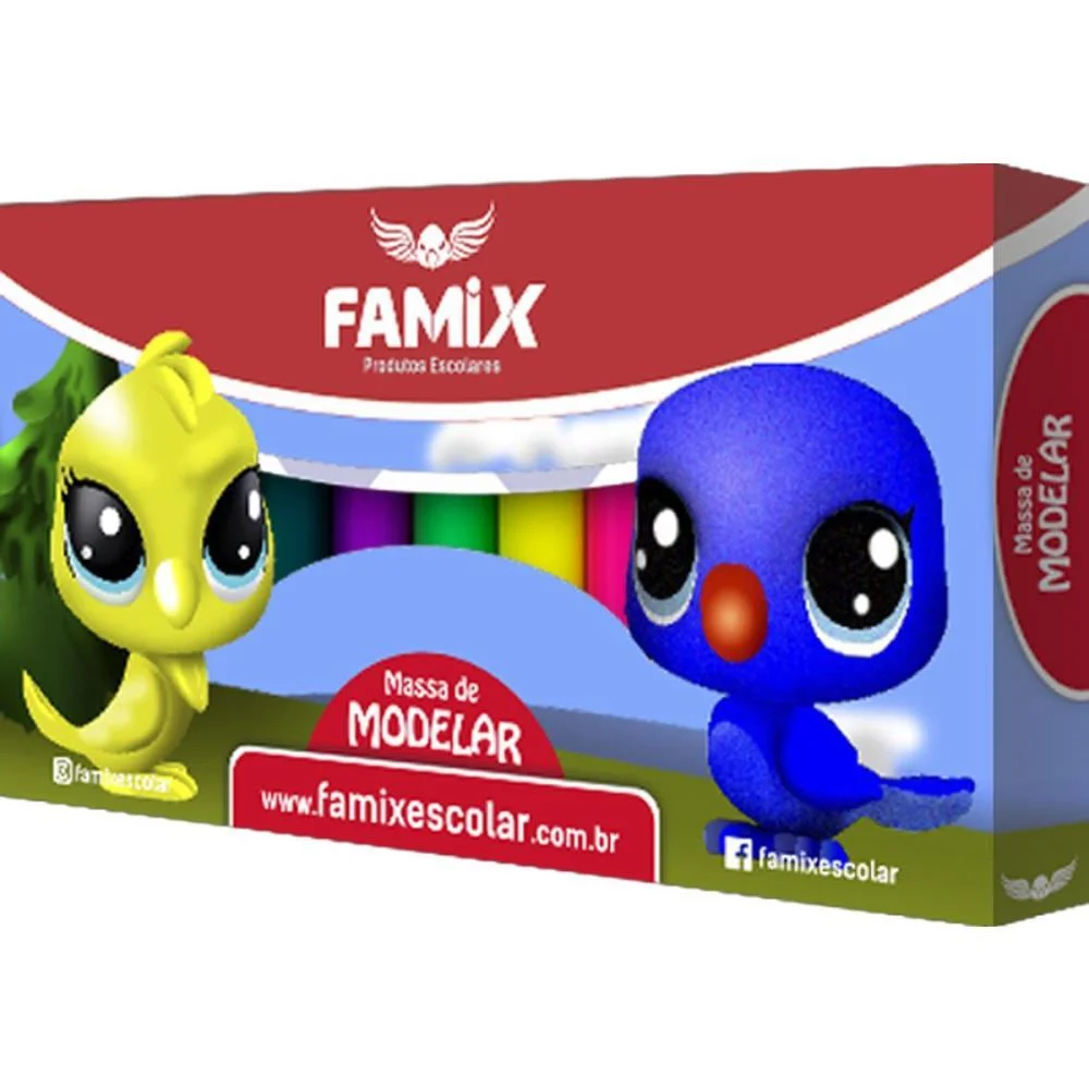 MASSA PARA MODELAR 12 CORES 180G FAMIX (PCT.C/06)
