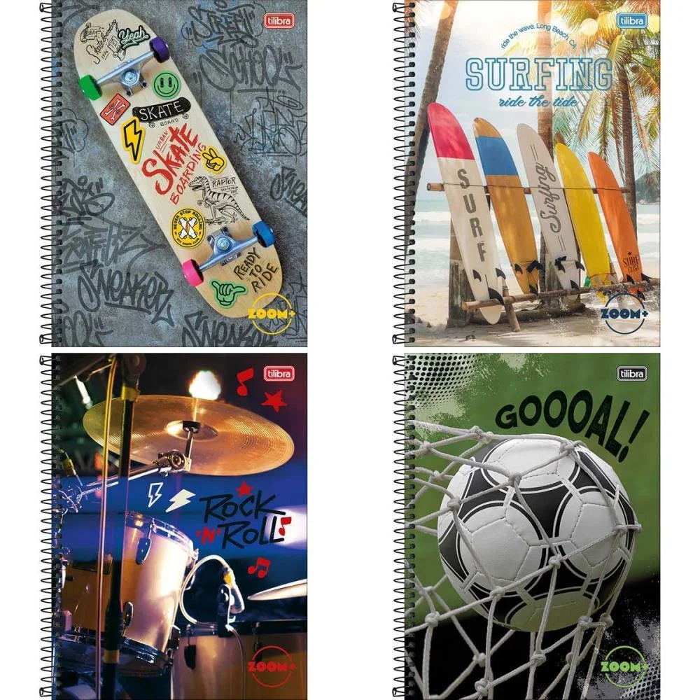 Caderno 12X1 Capa Dura Zoom+ 240 Folhas Masculino Tilibra (Pct.c/04)