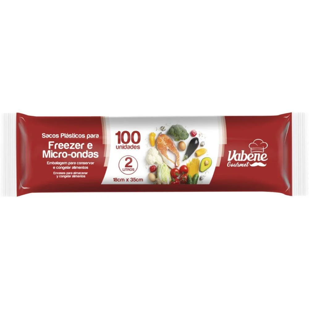 SACO PLASTICO EM BOBINA 18X35CM 2L P/FREEZER E MICRO VABENE (RL.C/100)