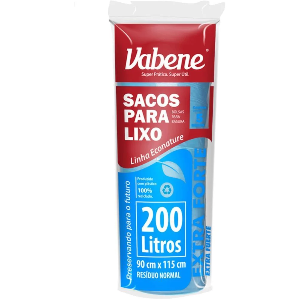 SACO PARA LIXO 200L AZUL 90X115CM 50 MICRAS VABENE (RL.C/05)