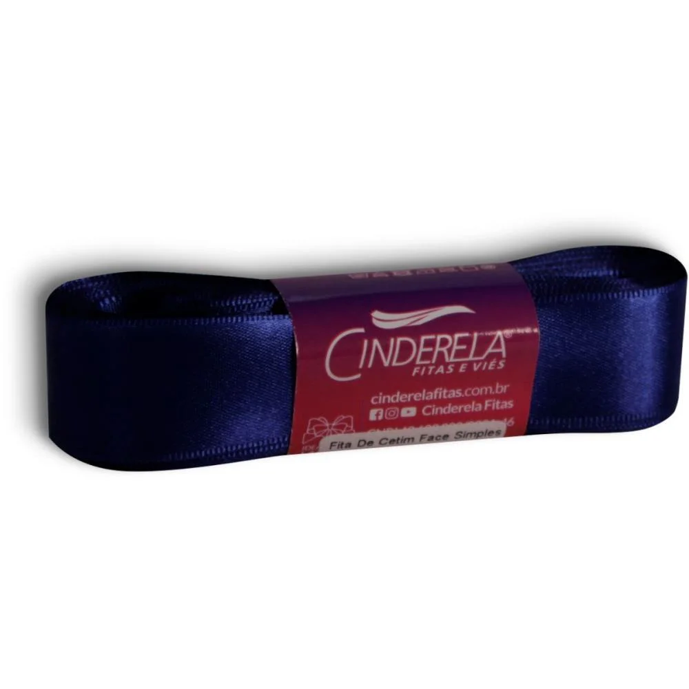FITA DE CETIM 22MM 10M. AZUL MARINHO CINDERELA (UNIDADE)