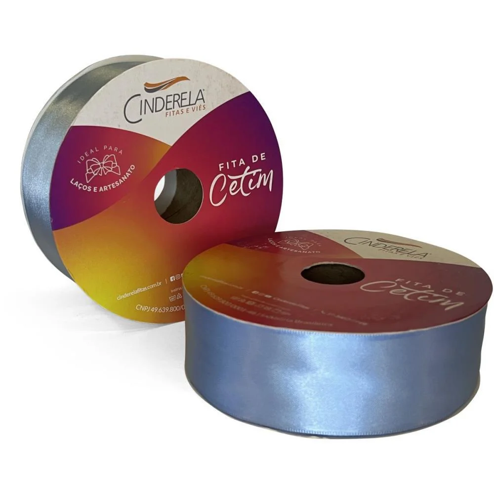 FITA DE CETIM 38MM 50M. AZUL CLARO CINDERELA (UNIDADE)
