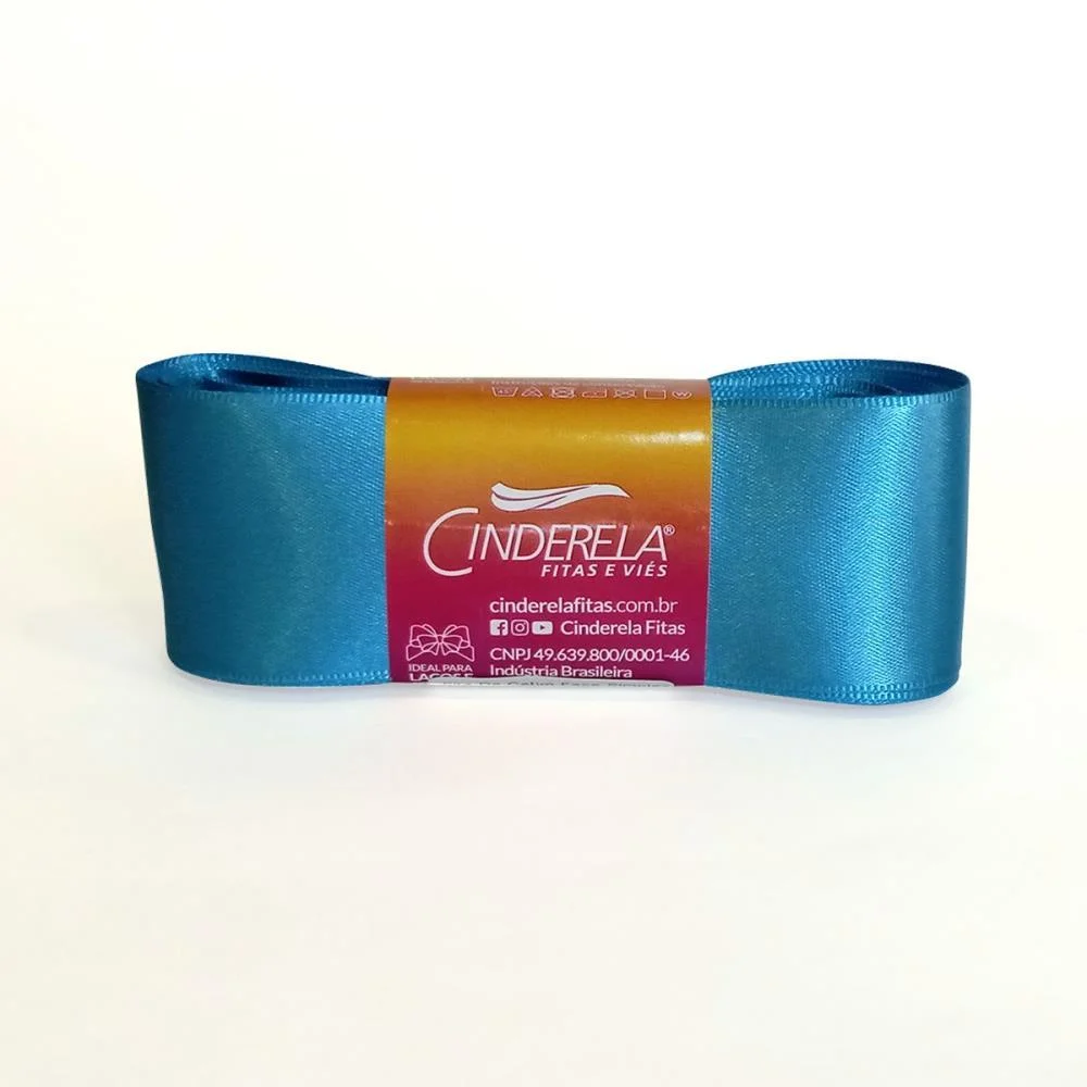 FITA DE CETIM 38MM 10M. TURQUESA CINDERELA (UNIDADE)