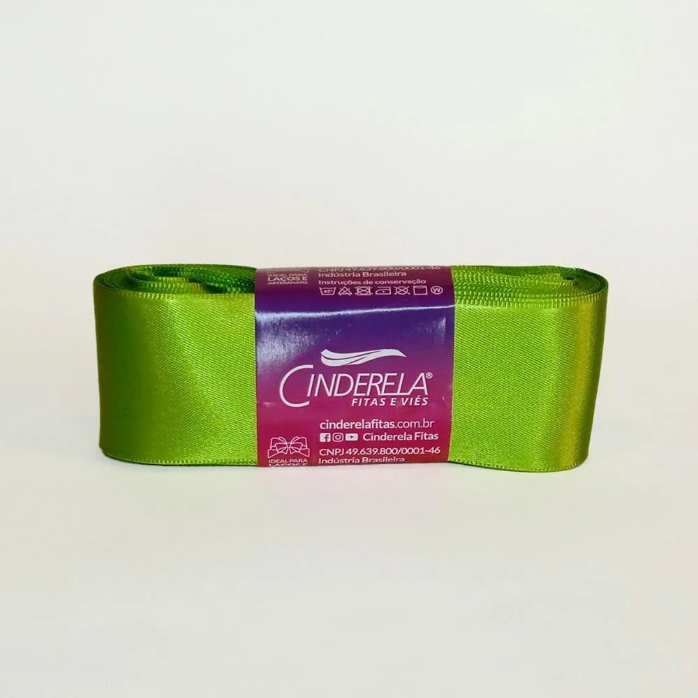 FITA DE CETIM 38MM 10M. VERDE FOLHA CINDERELA (UNIDADE)