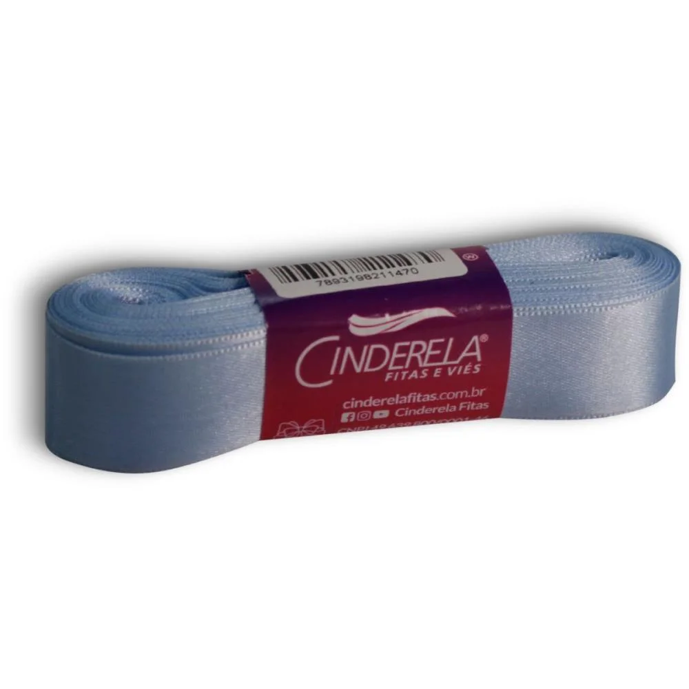 FITA DE CETIM 22MM 10M. AZUL CLARO CINDERELA (UNIDADE)