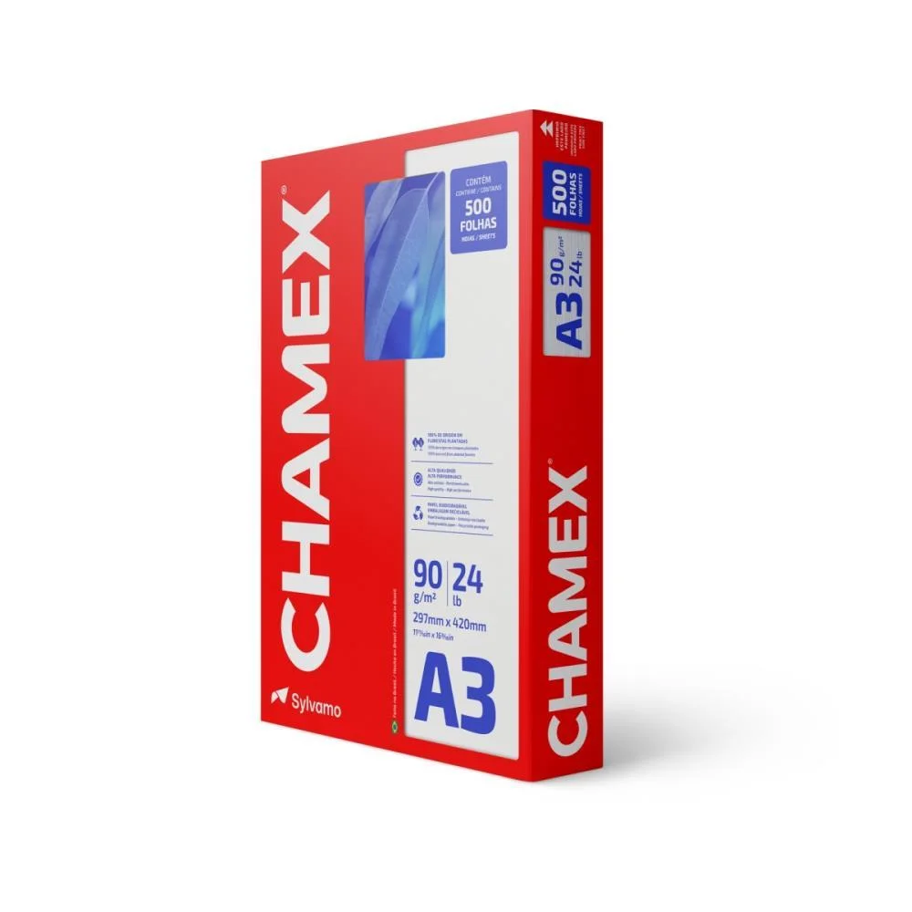 PAPEL SULFITE A3 CHAMEX SUPER 90G 500 FLS CHAMEX (PACOTE)