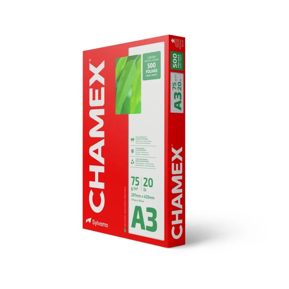 PAPEL SULFITE A3 CHAMEX 75G 500 FLS CHAMEX (PACOTE)