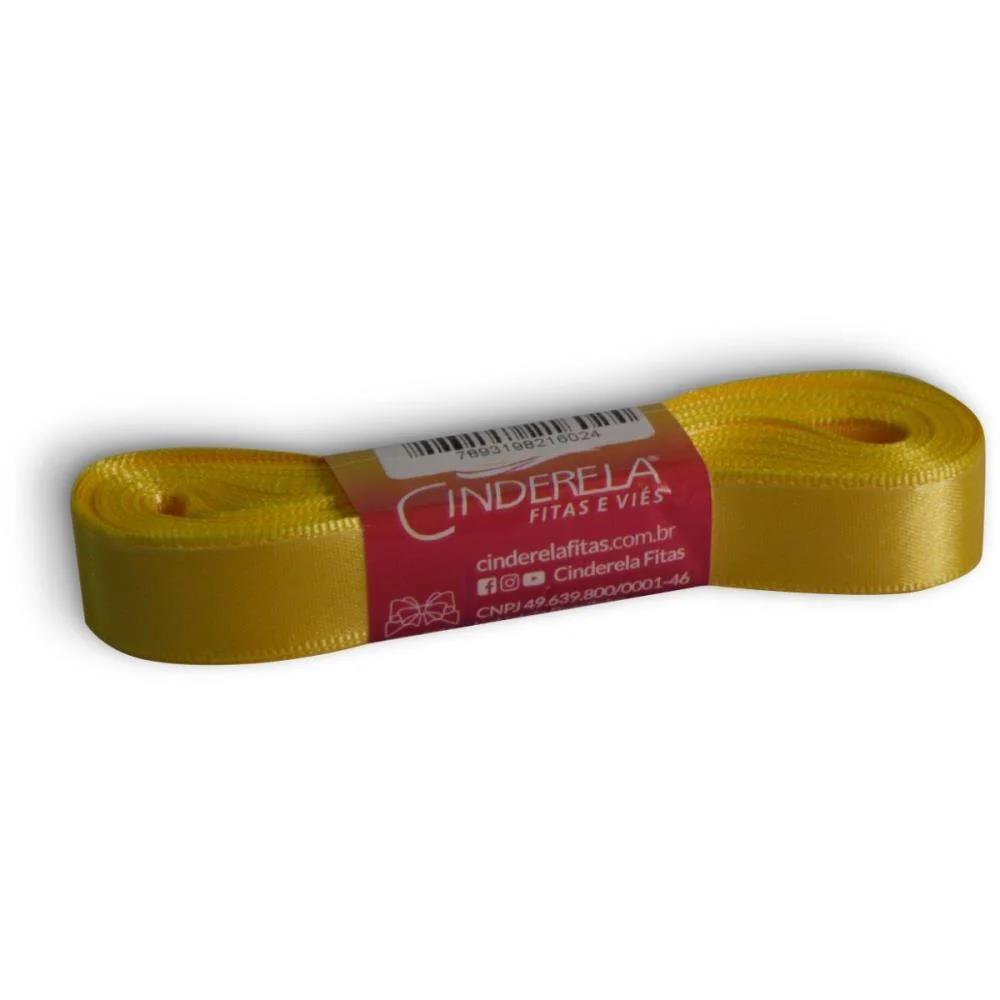 FITA DE CETIM 15MM 10M. AMARELO CANARIO CINDERELA (UNIDADE)