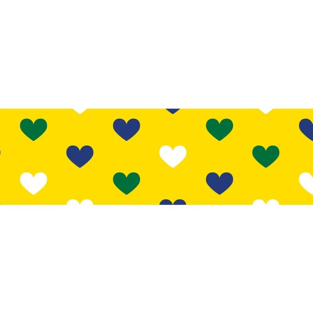 FITA DE CETIM DECORADA 38MM 10M. CORACOES VD/AM/AZ FITAS PROGRESSO (UNIDADE)