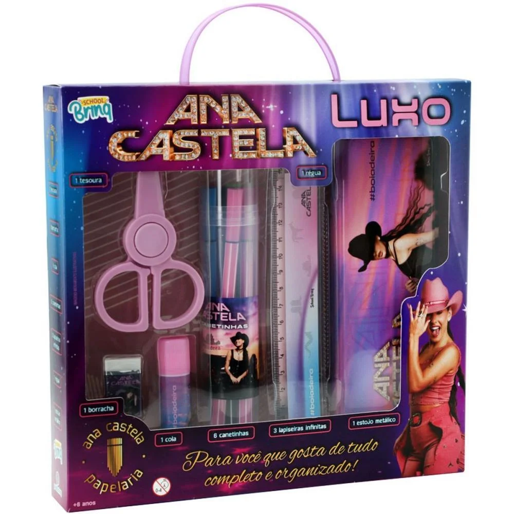 Kit Escolar Ana Castela Luxo C/08Itens+Can Polibrinq (Kit)