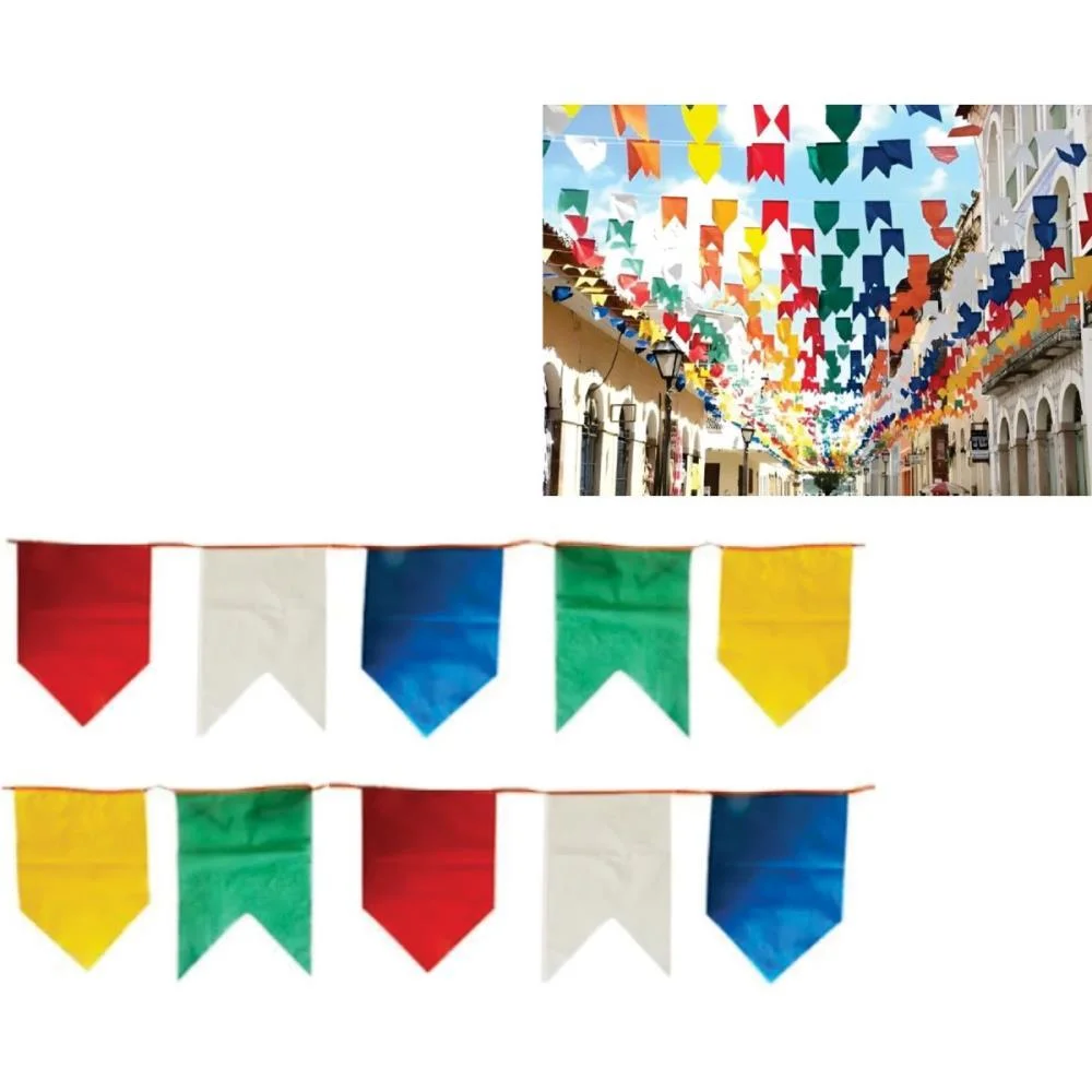 ARTIGO PARA DECORACAO BANDEIRINHA PLASTICA 10M REAL SEDA (UNIDADE)