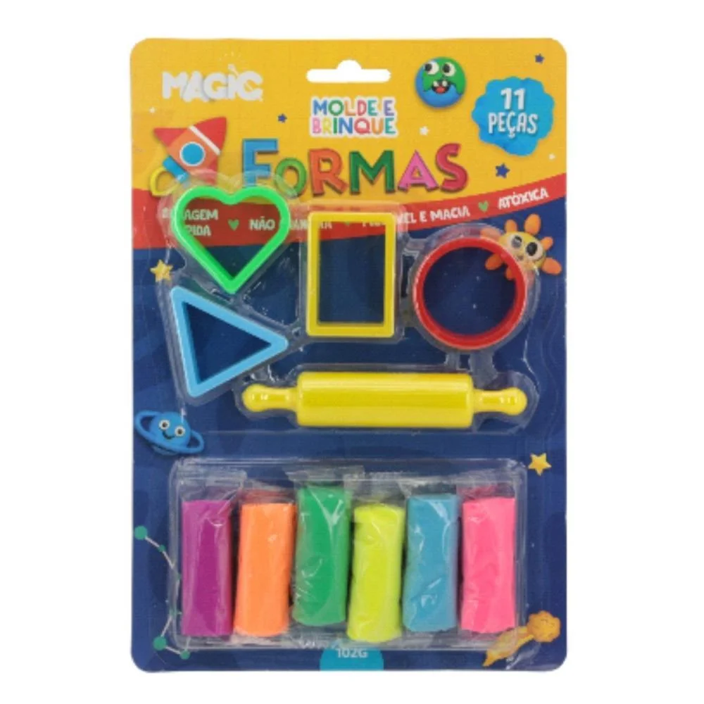 MASSA PARA MODELAR CRIATIVA FORMAS 11PCS MOLDE E BRINQUE MAGIC KIDS (UNIDADE)