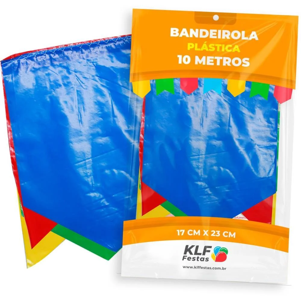 ARTIGO PARA DECORACAO BANDEIROLA PLASTICA 10M 17X23C KLF FESTAS (PACOTE)