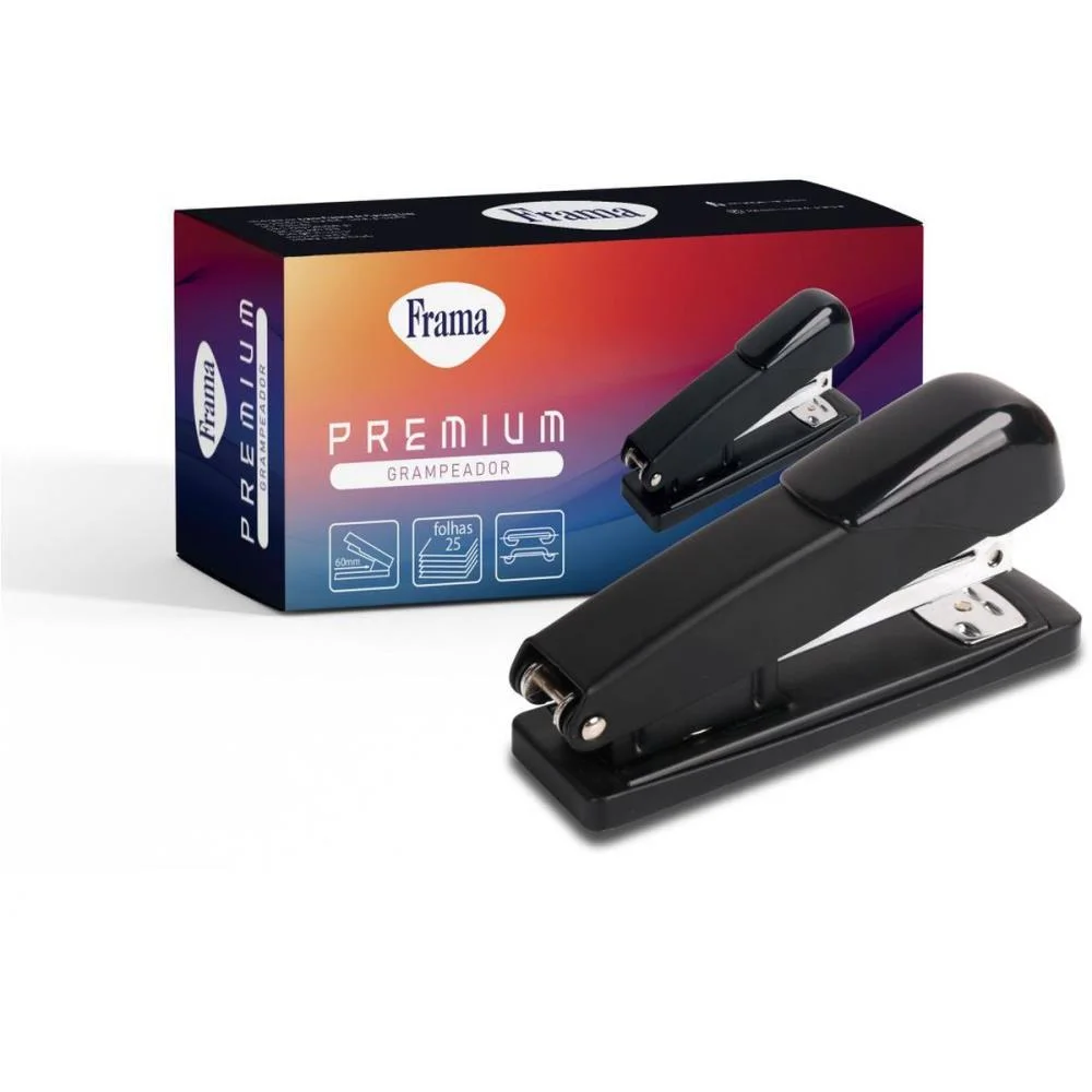 GRAMPEADOR METAL P/25FLS 26/6 PRETO PEQ.12,8CM FRAMA (UNIDADE)