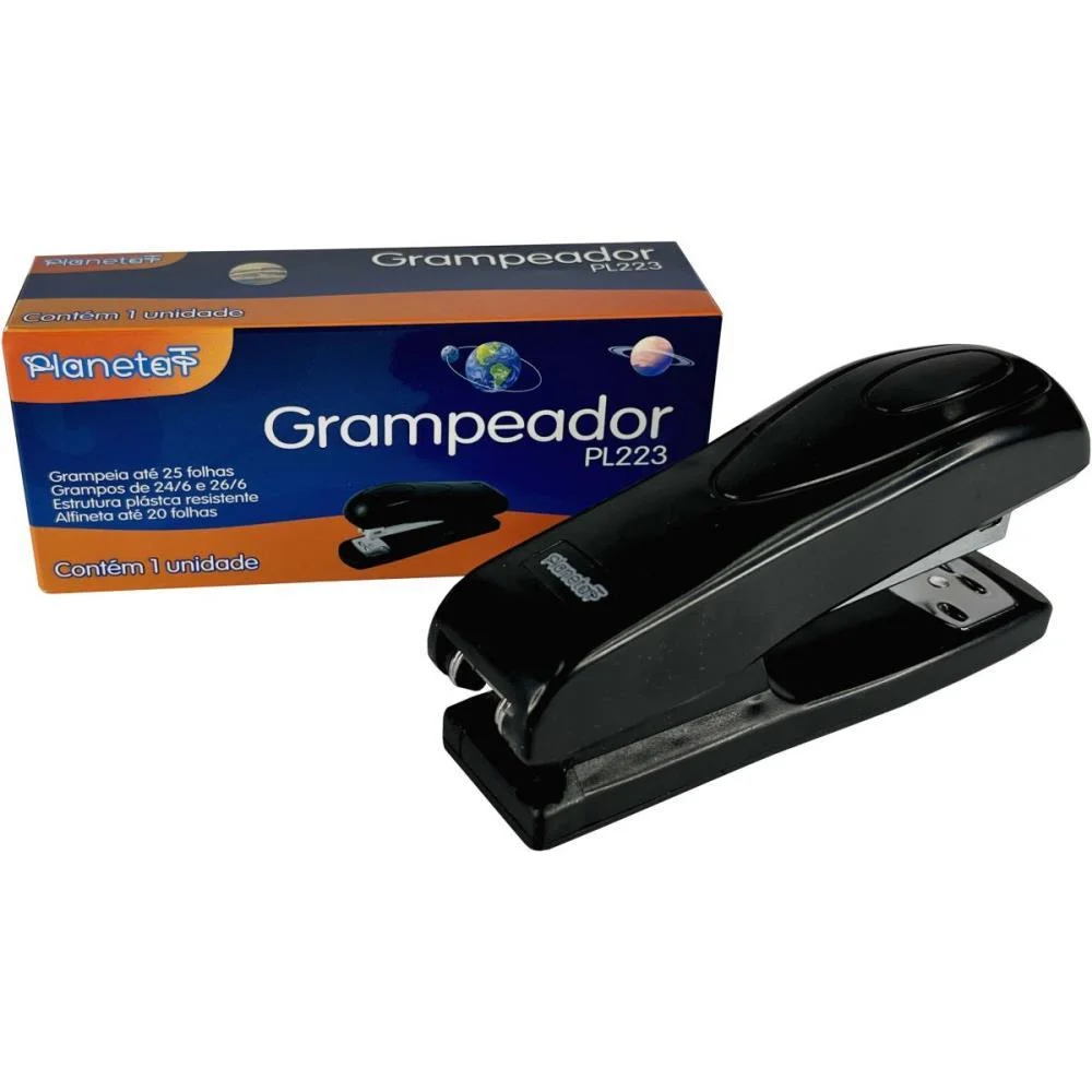 GRAMPEADOR PLASTICO PL223 25FLS PRETO 24/6-26/6 V.M.P. (UNIDADE)