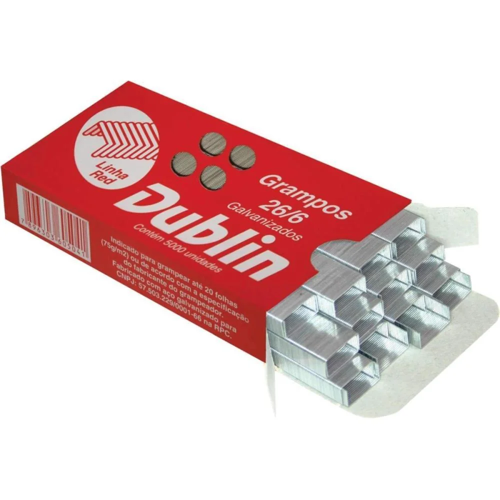 GRAMPO PARA GRAMPEADOR 26/6 GALVANIZADO 5000 DUBLIN ACC (CAIXA)