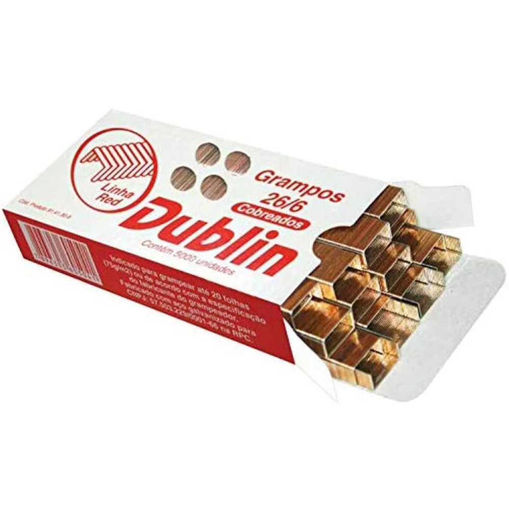 GRAMPO PARA GRAMPEADOR 26/6 COBREADO 5000 DUBLIN ACC (CAIXA)