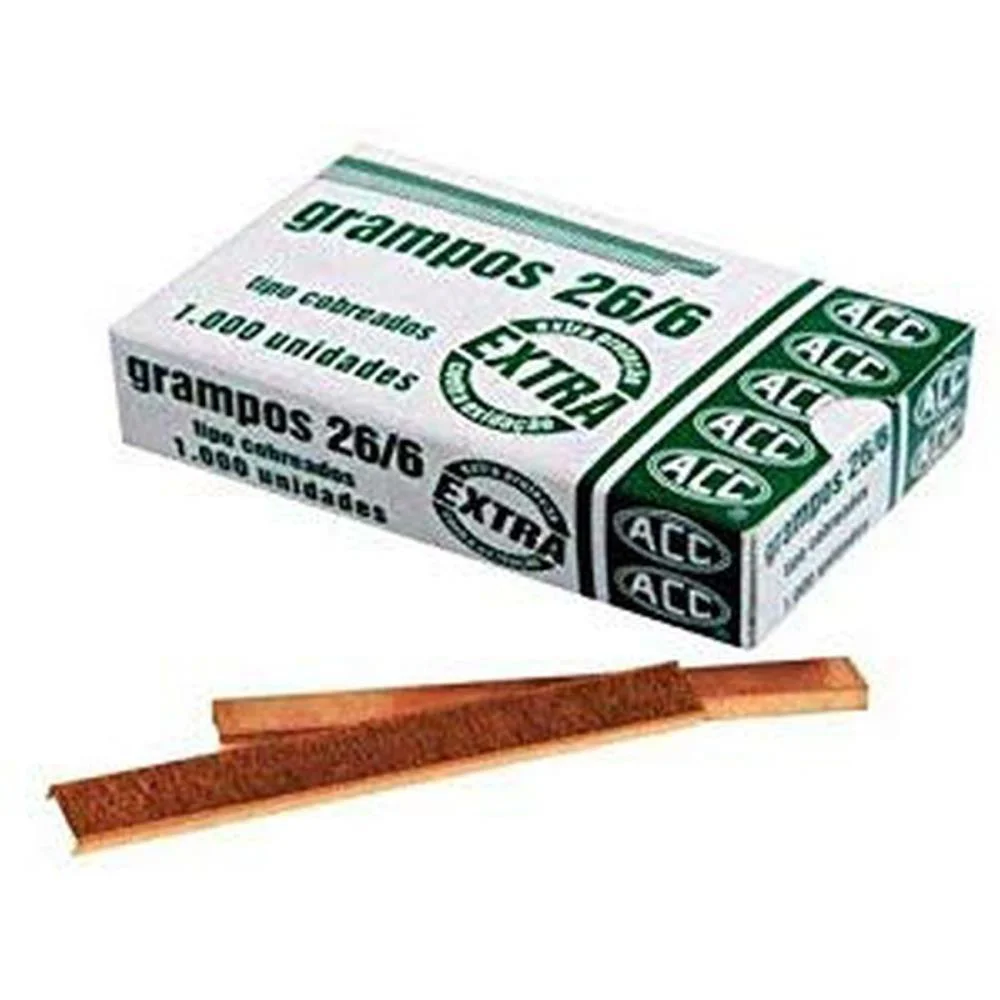 GRAMPO PARA GRAMPEADOR 26/6 COBREADO 1000 GRAMPOS ACC (PCT.C/10)