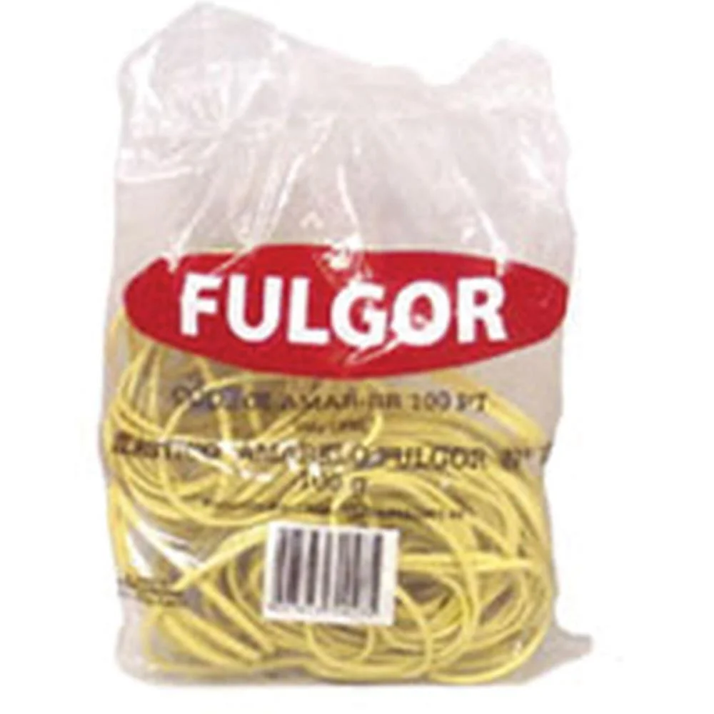 ELASTICO AMARELO LATEX N.18 PCT/ 100G FULGOR (PACOTE)