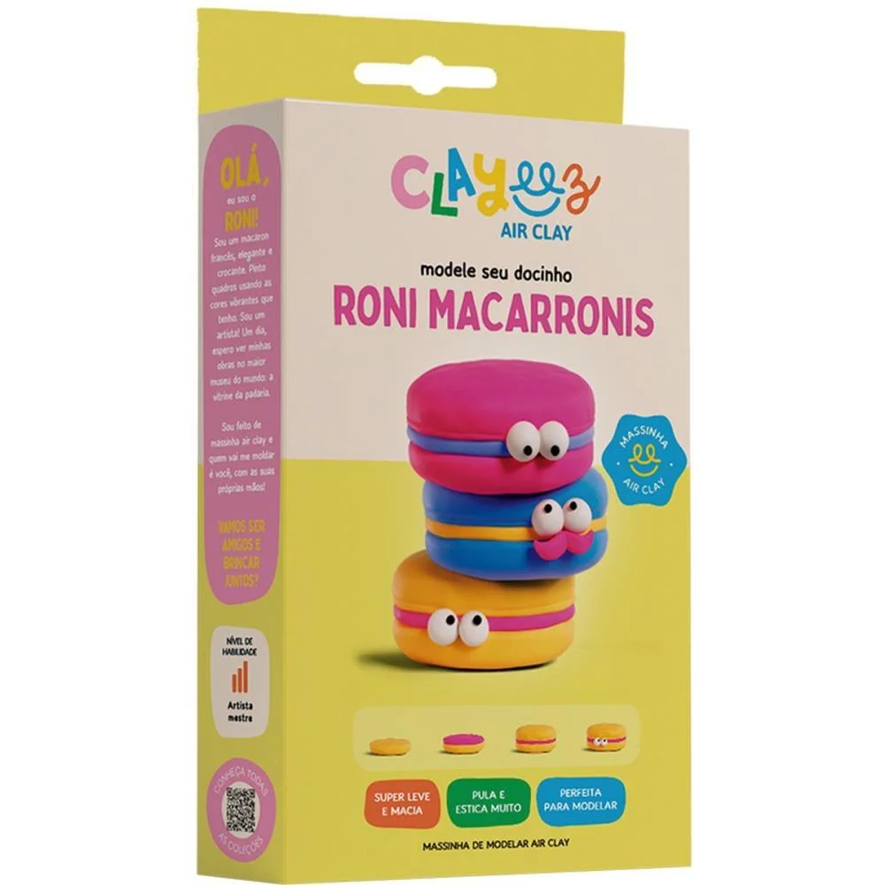 MASSA PARA MODELAR CRIATIVA CLAYEEZ RONI MACARRONIS 38G DOCE BRINQUEDO (UNIDADE)
