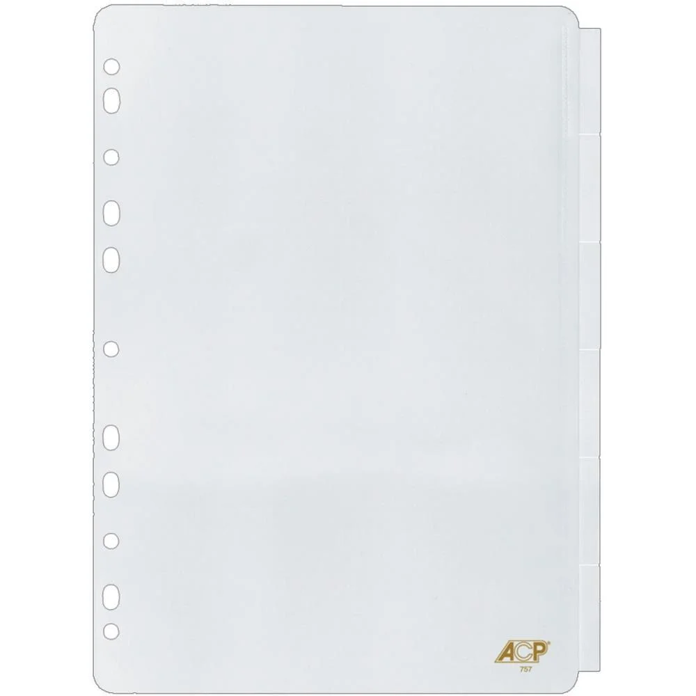 DIVISORIA FICHARIO PLASTICA A4 C/INSERCAO C/6DIVORIAS ACP (UNIDADE)