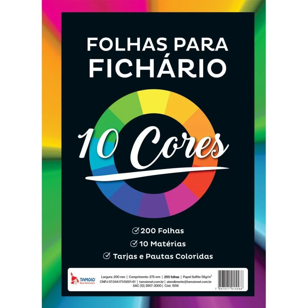 BLOCO PARA FICHARIO UNIVERSIT. 10 CORES 10 MATERIAS 200F 56G TAMOIO (UNIDADE)