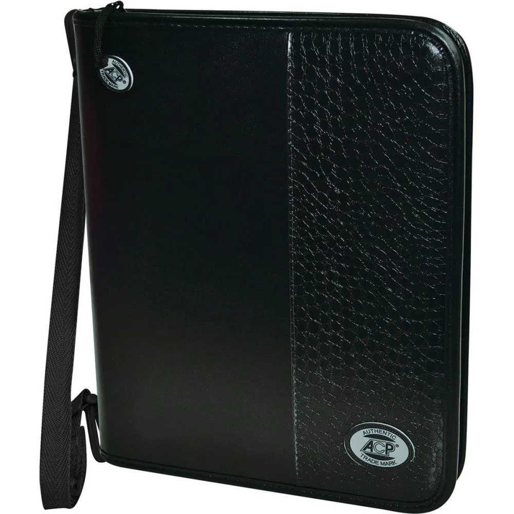 FICHARIO COM ZIPER CROCO PRETO COMPLETO ACP (UNIDADE)