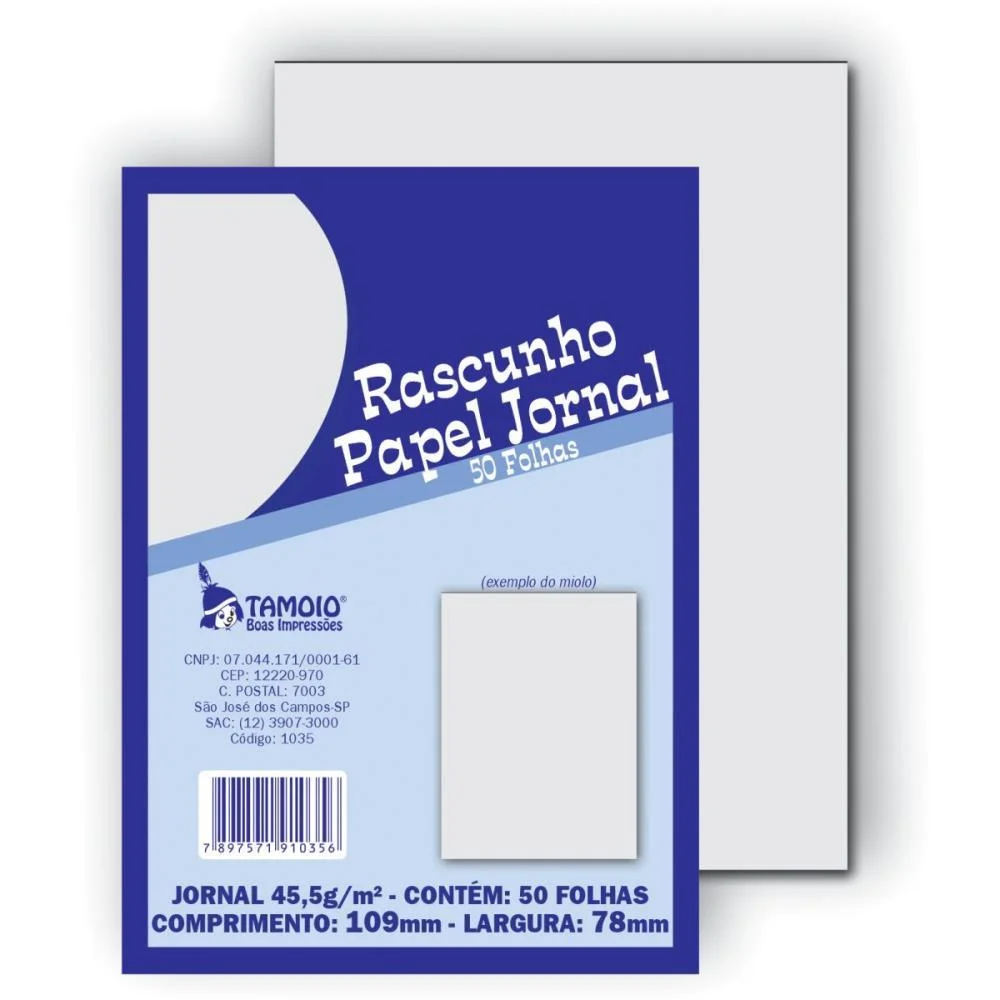 Bloco Para Rascunho Jornal 1/72 50Fls 78X109Mm Tamoio (Pct.c/05)
