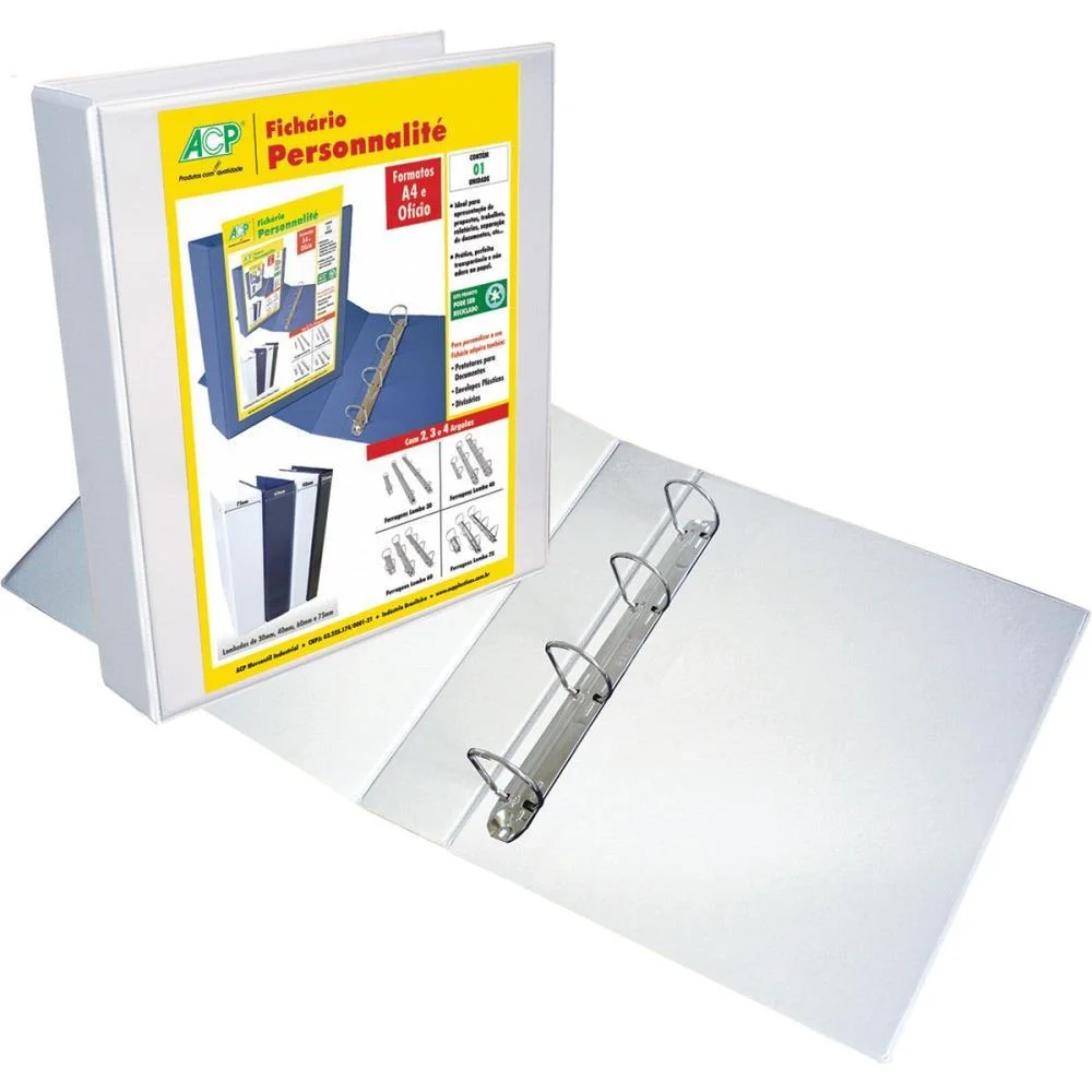 FICHARIO DE PVC PERSONALITE A4 40MM 4 ARG.BR ACP (UNIDADE)