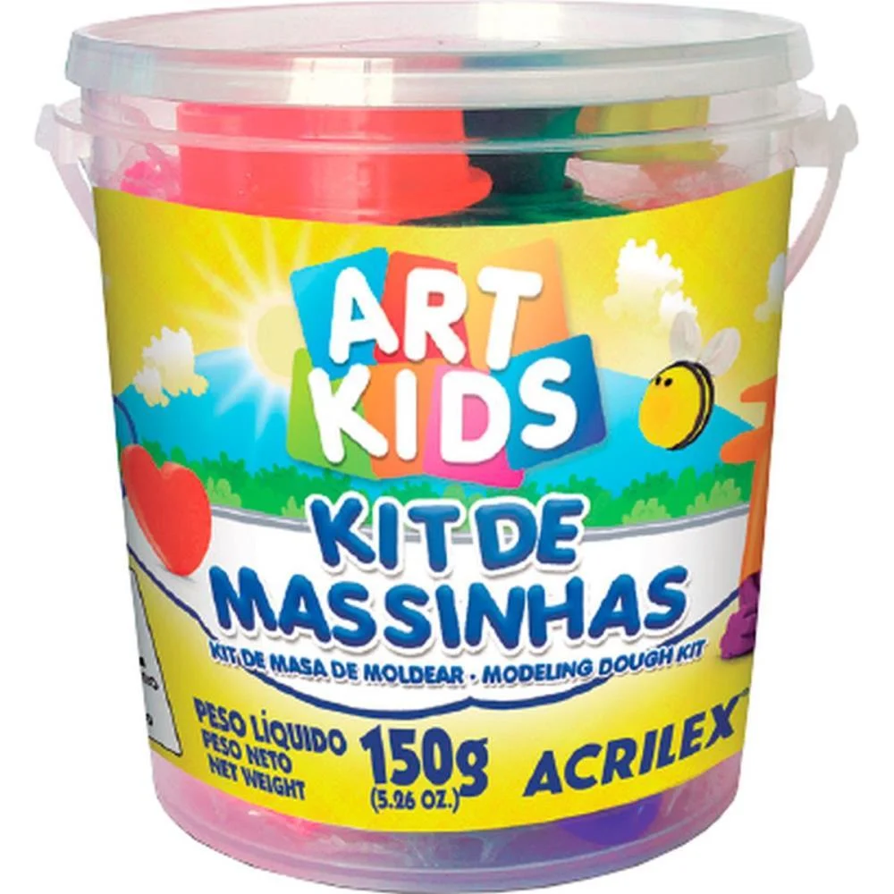 MASSA PARA MODELAR CRIATIVA ART KIDS 1 150G.POTES C/MOLDES ACRILEX (PCT.C/03)