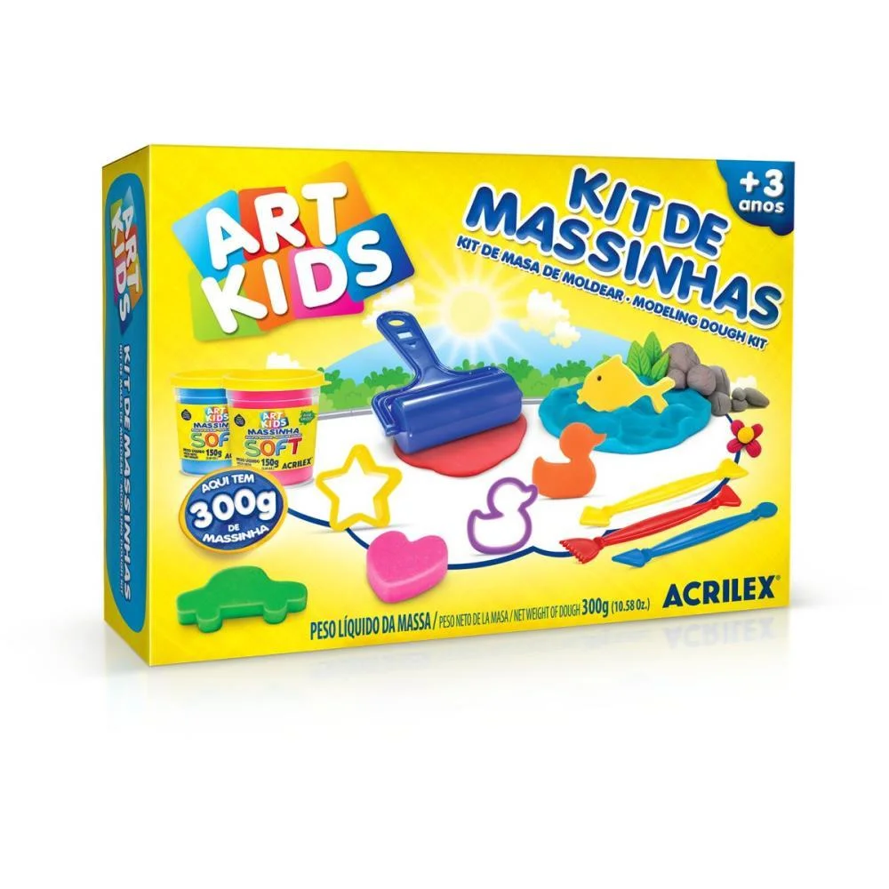 MASSA PARA MODELAR CRIATIVA ART KIDS 3 300G.C/MOLDES ACRILEX (UNIDADE)
