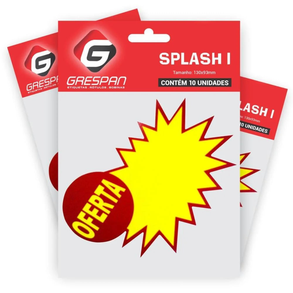 CARTAZ PARA MARCACAO SPLASH OFERTA PQ 130X93MM.AM. GRESPAN (PCT.C/10)
