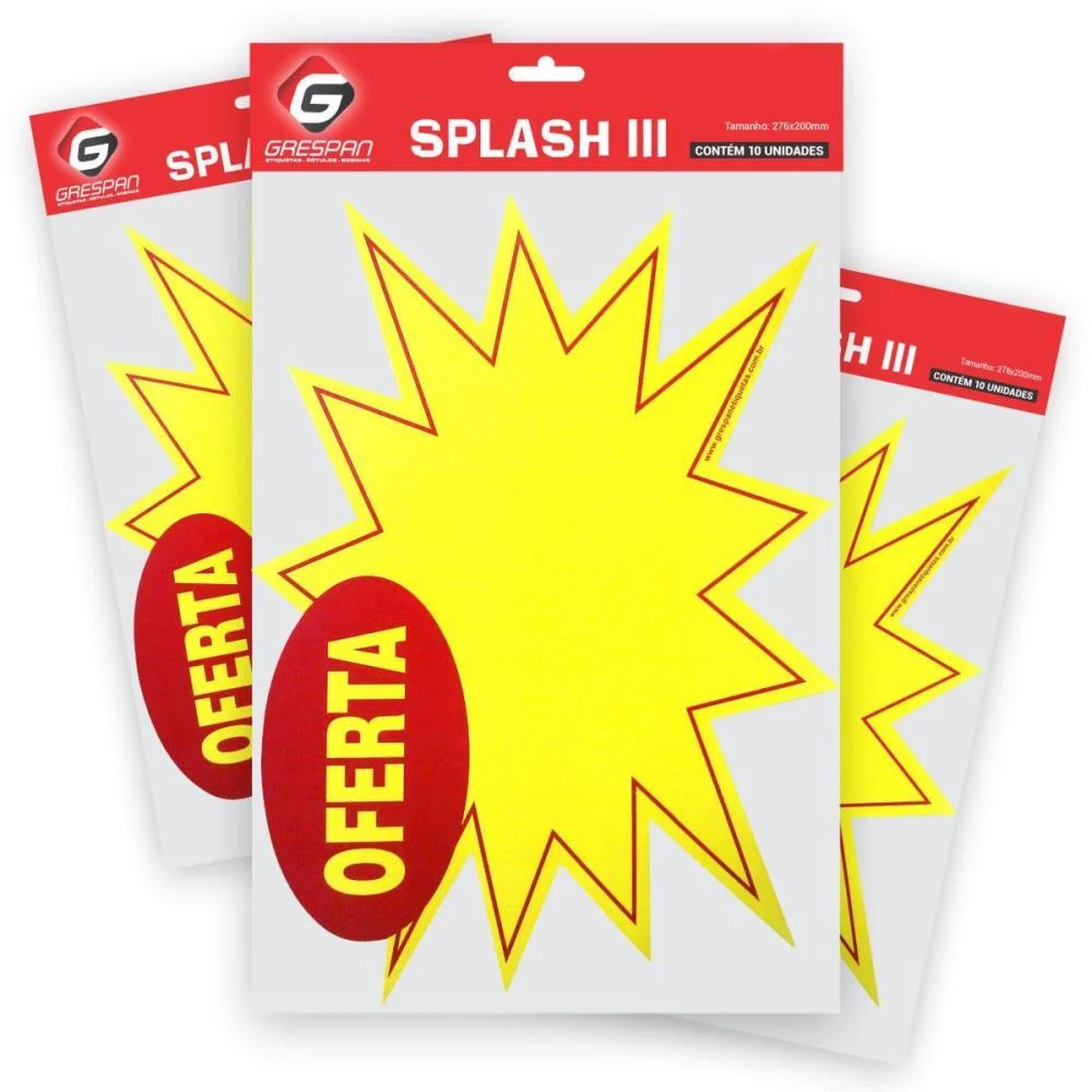 CARTAZ PARA MARCACAO SPLASH OFERTA GD 276X200MM.AM. GRESPAN (PCT.C/10)