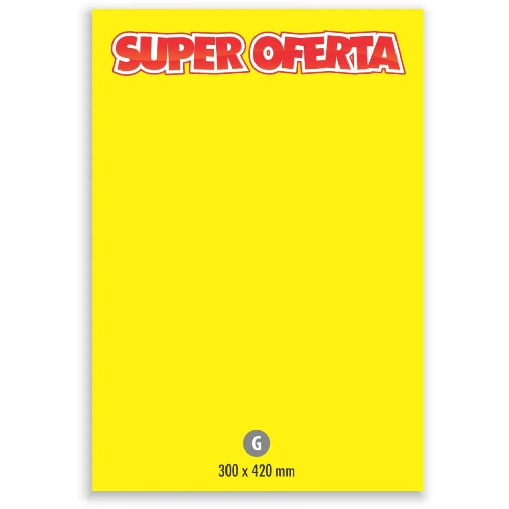 CARTAZ PARA MARCACAO OFERTA GRANDE 30X42CM. AMARELO GRESPAN (PCT.C/10)