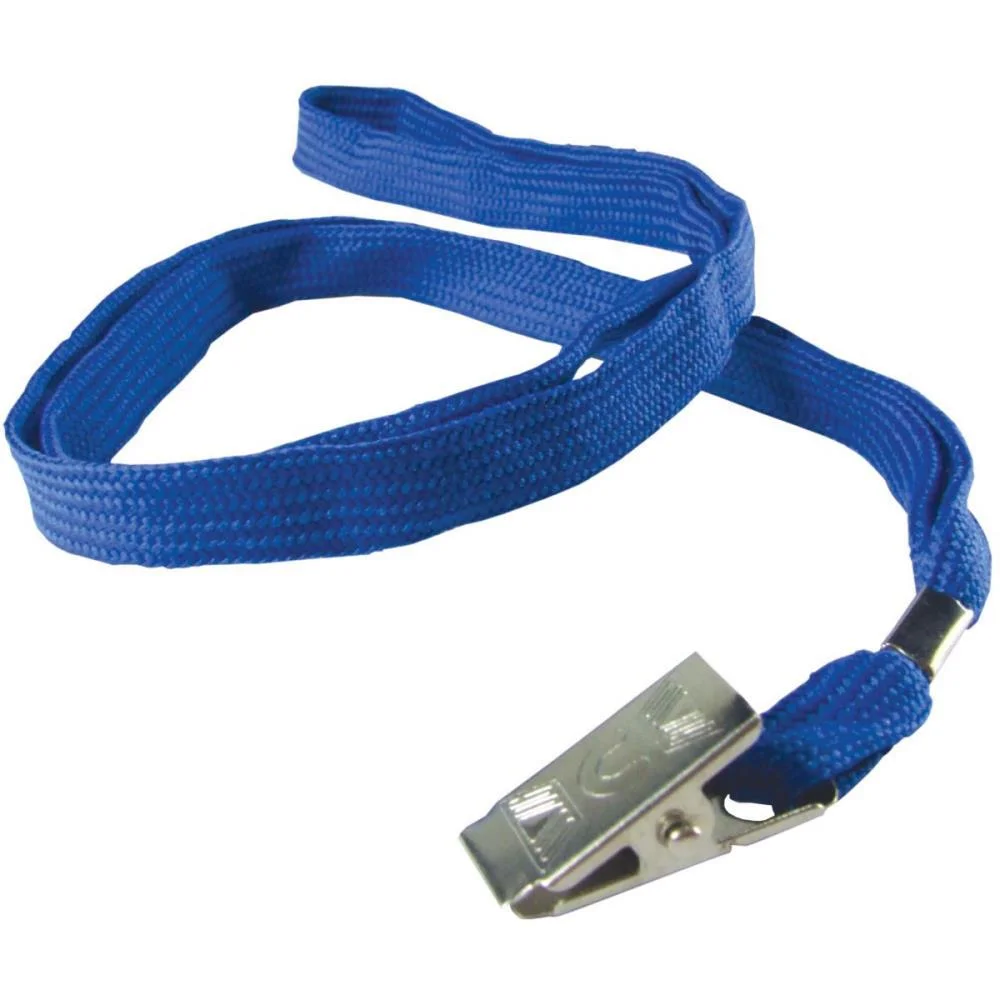 CORDAO PARA CRACHA TECIDO AZUL C/PRESILHA JACARE KIT (PCT.C/10)