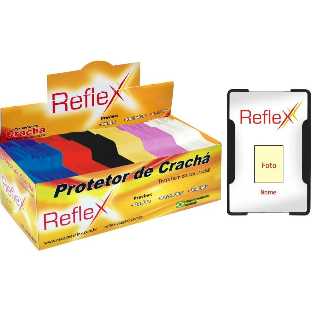PROTETOR PARA CRACHA PLASTICO CORES SORT.54X86MM REFLEX (CX.C/50)