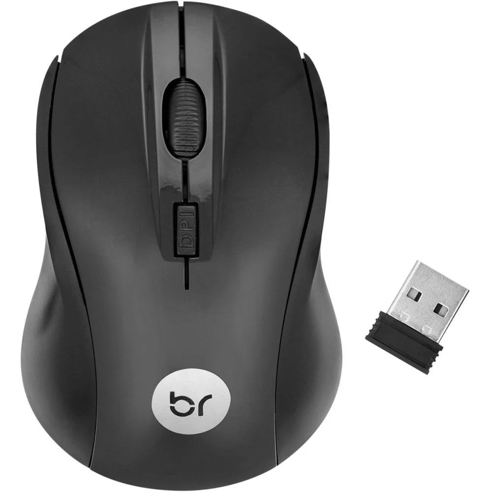 MOUSE OPTICO SEM FIO 1600DPI 2,4GHZ USB PRETO BRIGHT (UNIDADE)