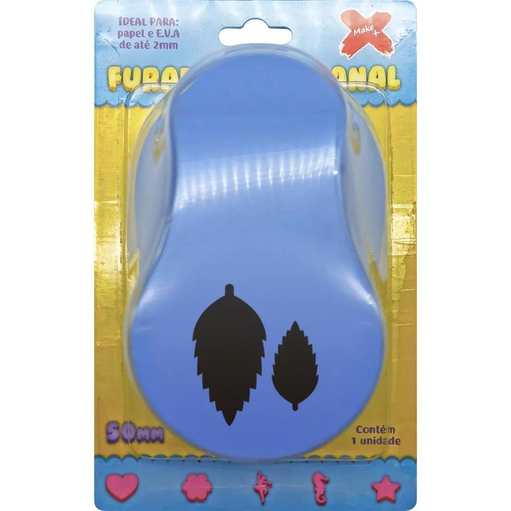 FURADOR PAPEL E EVA GIGANTE FOLHAS 50MM MAKE+ (UNIDADE)