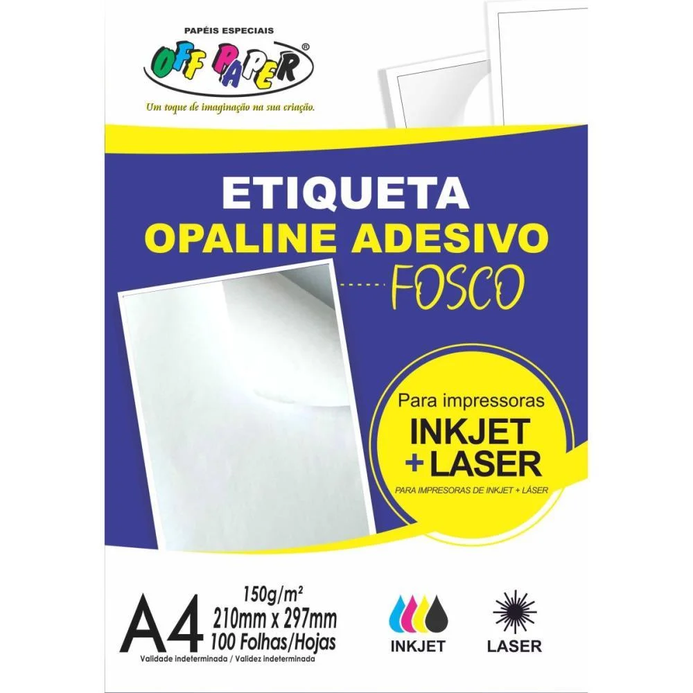 PAPEL OPALINE A4 BRANCO FOSCO ADESIVO OFF PAPER (PCT.C/100)