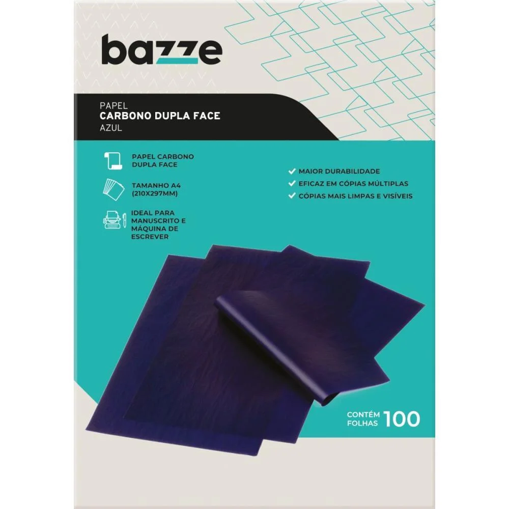 PAPEL CARBONO PARA MAQUINA BAZZE A4 DUPLA FACE AZUL SUMMIT (CX.C/100)