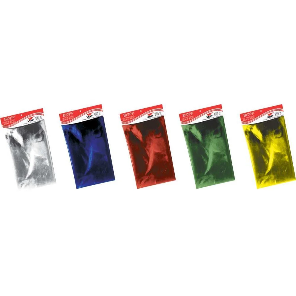 PAPEL CELOFANE 80X80CM 5CORES DOBRADO 1 EM 1 V.M.P. (CX.C/50)